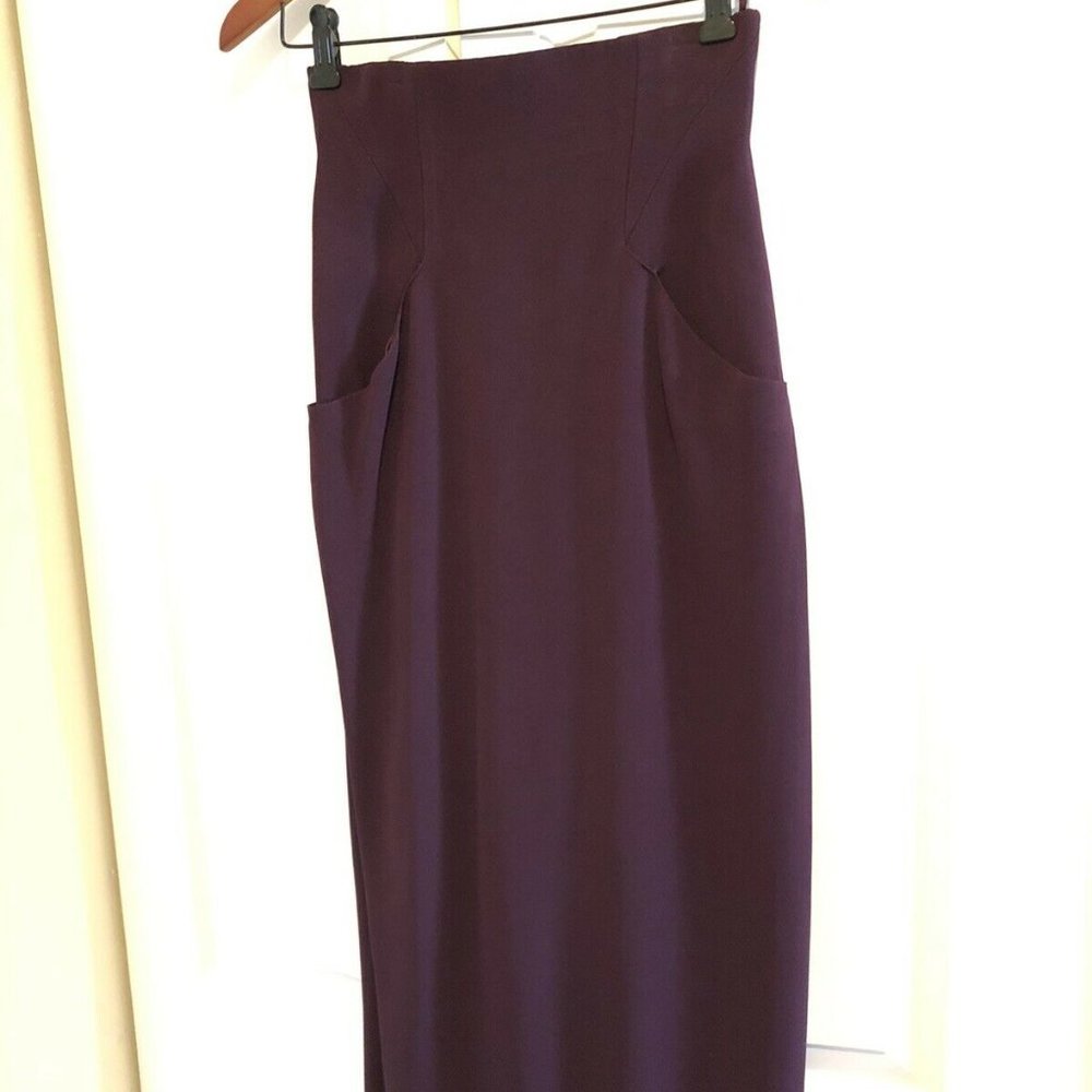 Vintage - Karl Lagerfeld High Waisted Aubergine Eggplant Long Skirt Size 0